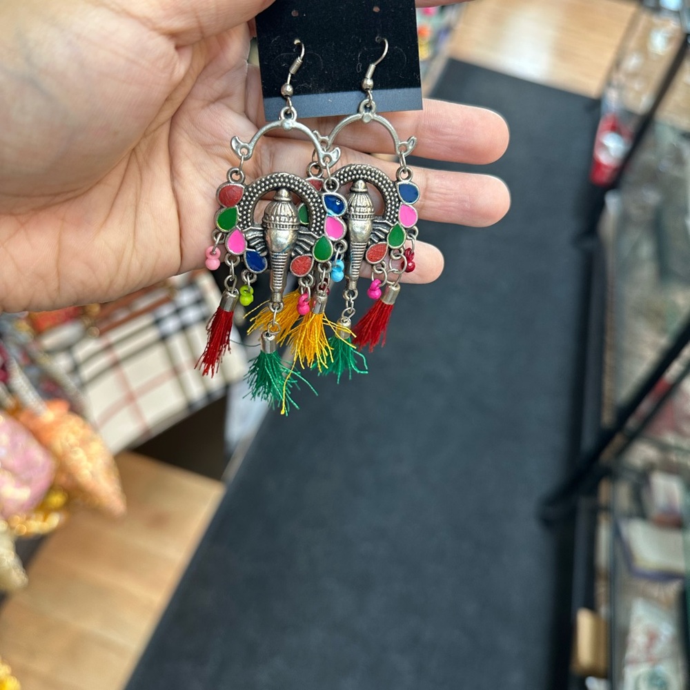 Colorful Bohemian Elephant Dangle Earrings